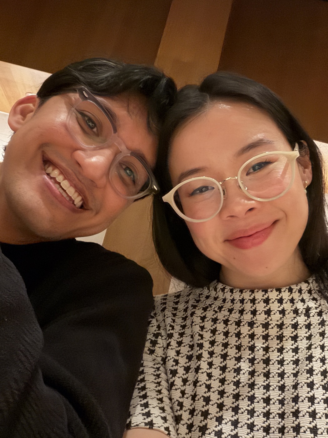 The two of us at the counter, cheek to cheek