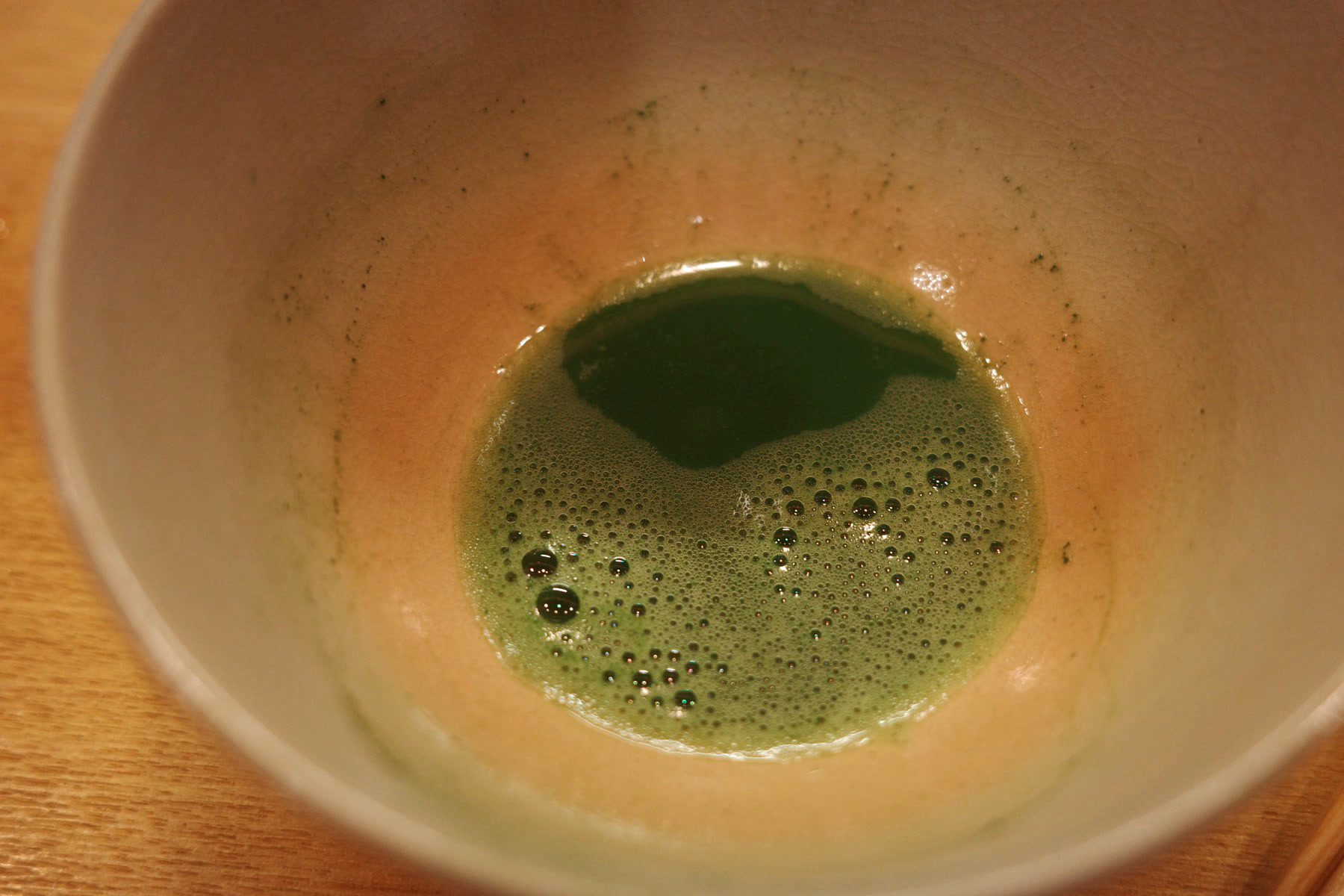 A bowl of whisked matcha to finish the meal